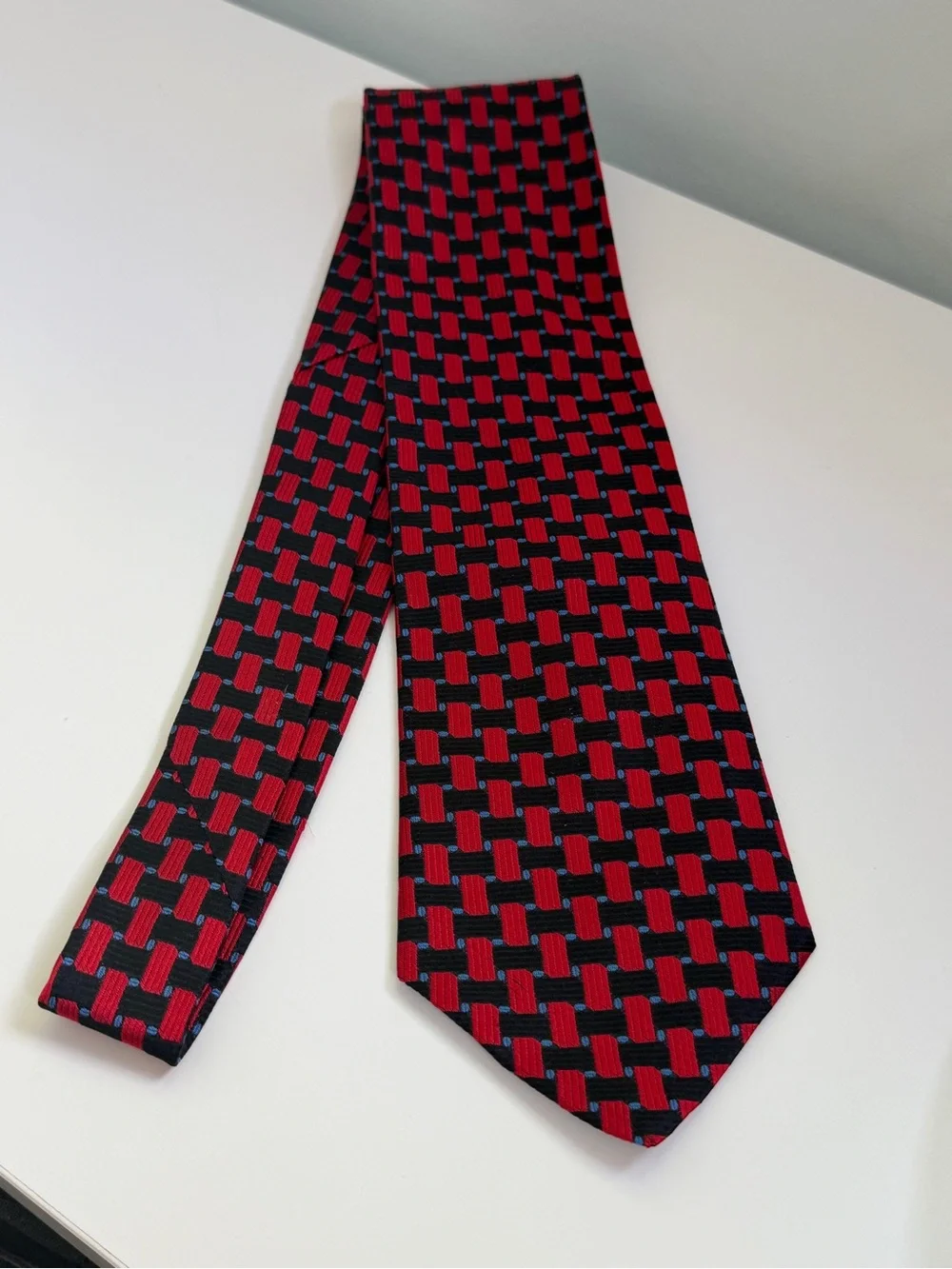 Vintage 90’s Geometric Silk Tie Statement Menswear Necktie‎ Designer Retro Mens